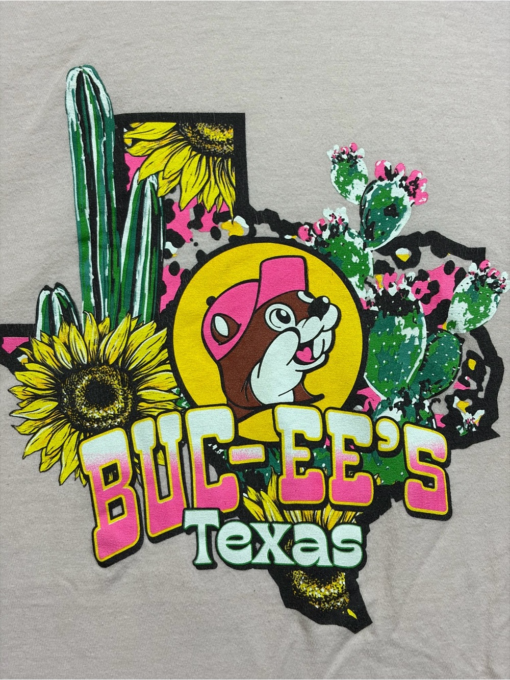 Buc-ee’s Texas T Shirt 2XL Pink Cactus Sunflower Beaver Graphic Cotton Tee Funny